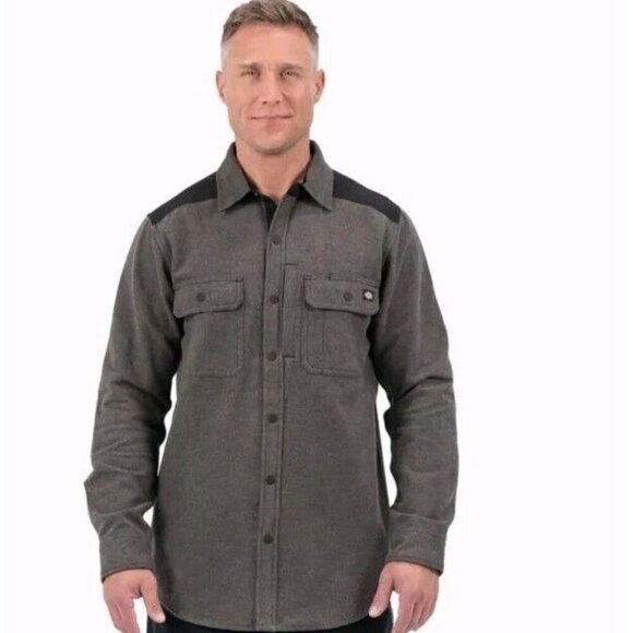 Dickies Men's Performance Heavy Flannel Check Shirt Miltary Grey Size L - Picture 1 of 6